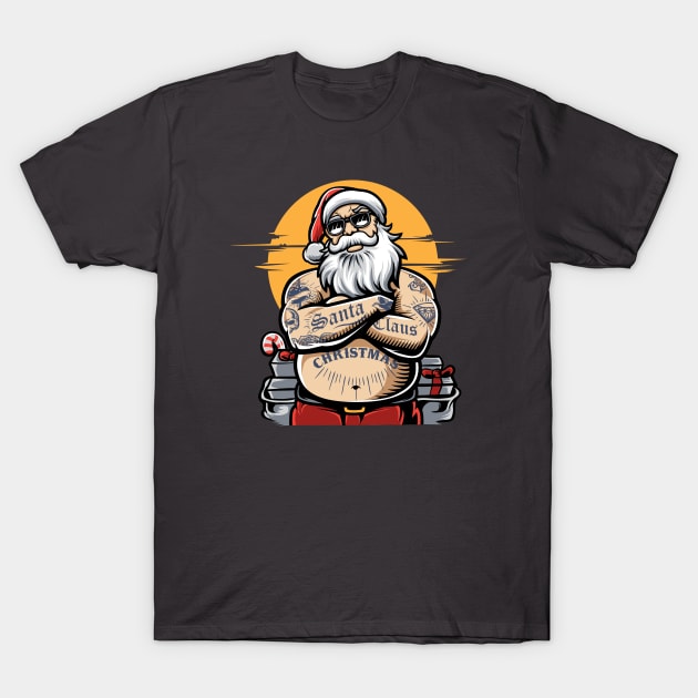 Tattooed Santa Claus // Funny Tatted Up Santa T-Shirt by SLAG_Creative